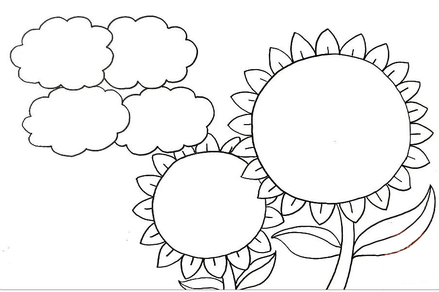 步骤5：用相同的方法画另一个向日葵文本框，注意前后遮挡关系。