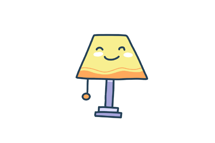 超简单可爱台灯的画法步骤