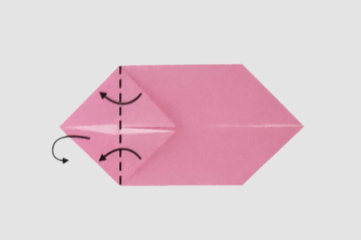 步骤6：沿虚线折叠，再向后压平。