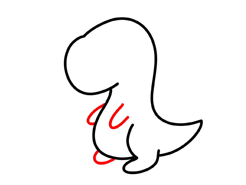 一只奶凶奶凶的小恐龙简笔画画法步骤-图5