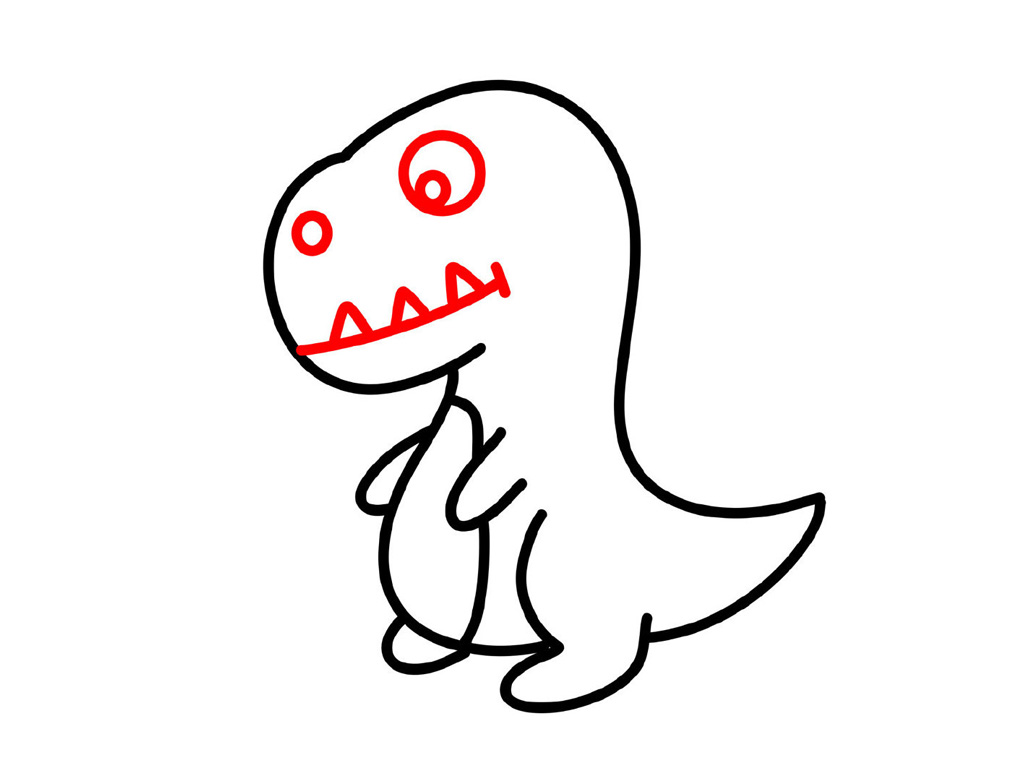 一只奶凶奶凶的小恐龙简笔画画法步骤-图7
