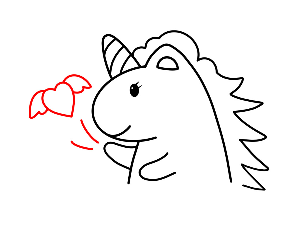 爱心独角兽简笔画画法步骤-图8