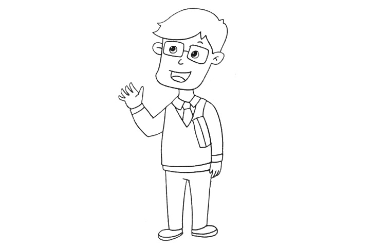 男老师简笔画画法步骤