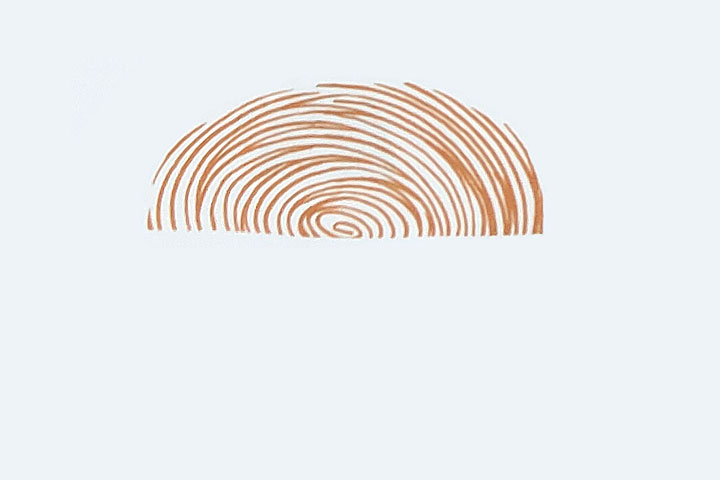 步骤1：印一个一半的指印。