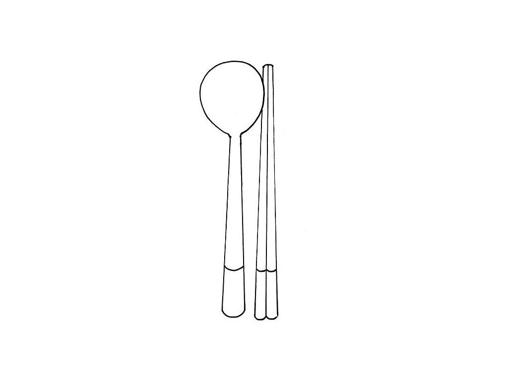 步骤2：再画一双筷子。
