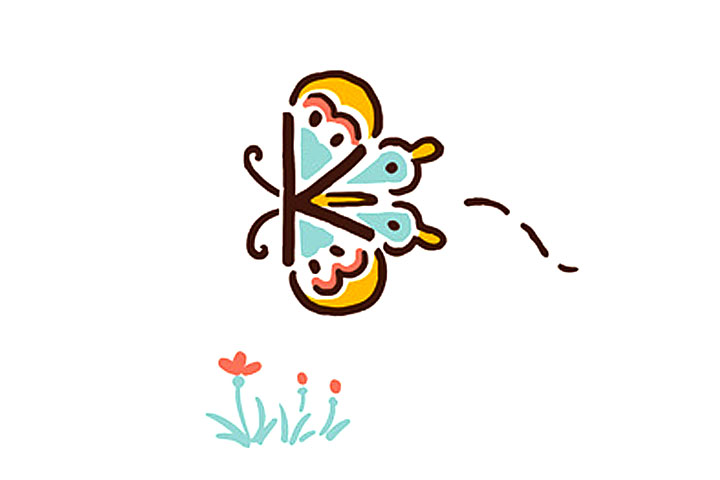 字母简笔画K花蝴蝶简笔画教程