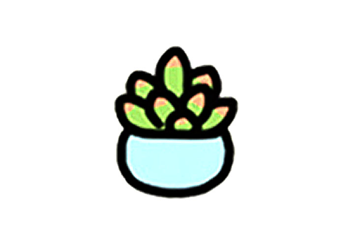 一盆多肉简笔画教程