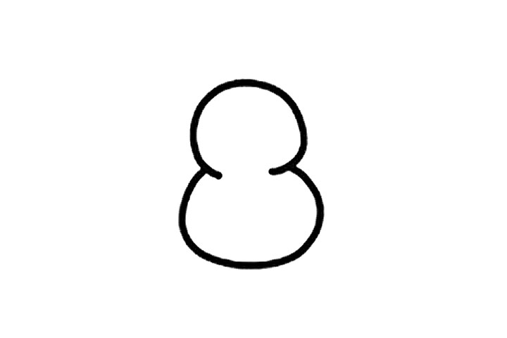 步骤1：先画出雪人的身体。