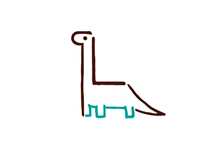 字母简笔画L恐龙简笔画教程-图6