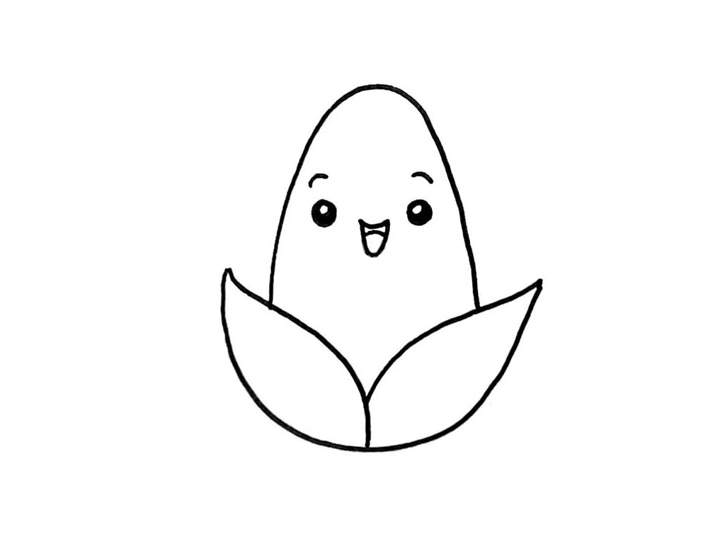 步骤3：然后，给小玉米画上可爱的表情，这样会更加生动有趣哦。