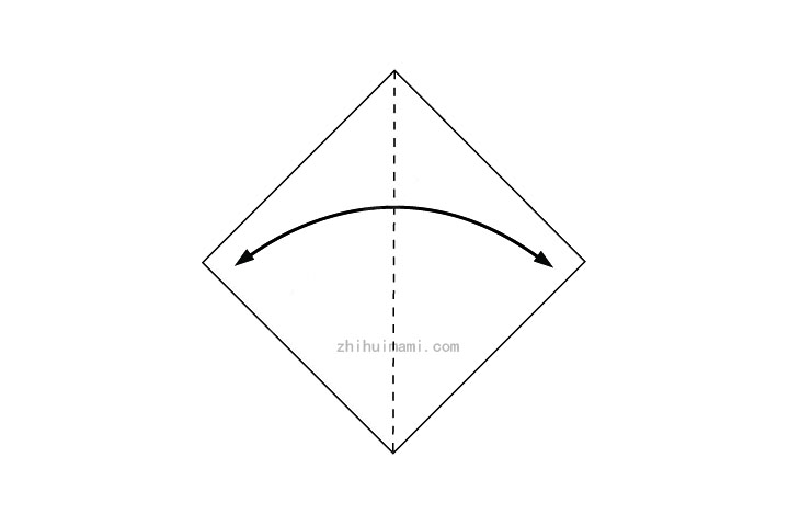 步骤1：沿虚线折出折痕。