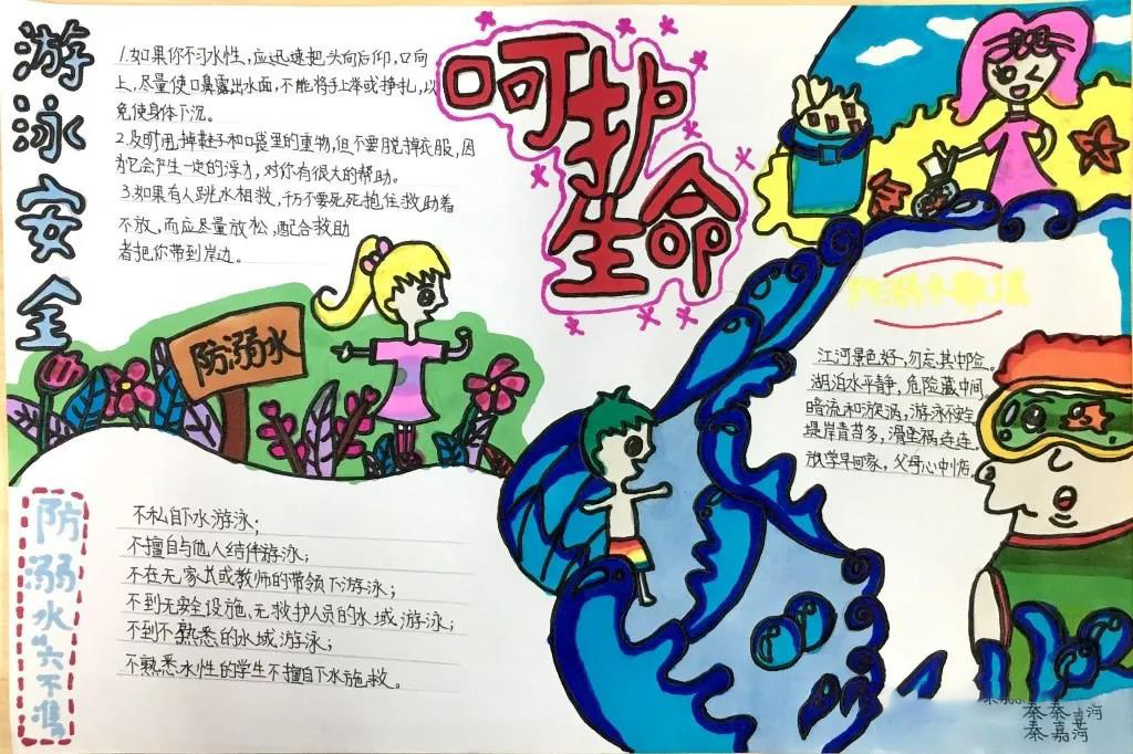 呵护生命，预防溺水手抄报-图5