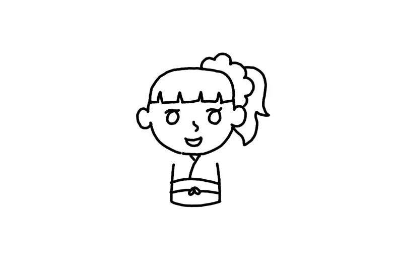 和服小女孩简笔画教程-图3