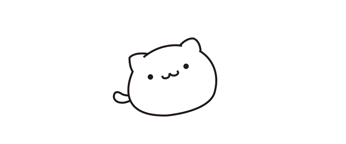 步骤2：然后，为猫加上五官和尾巴