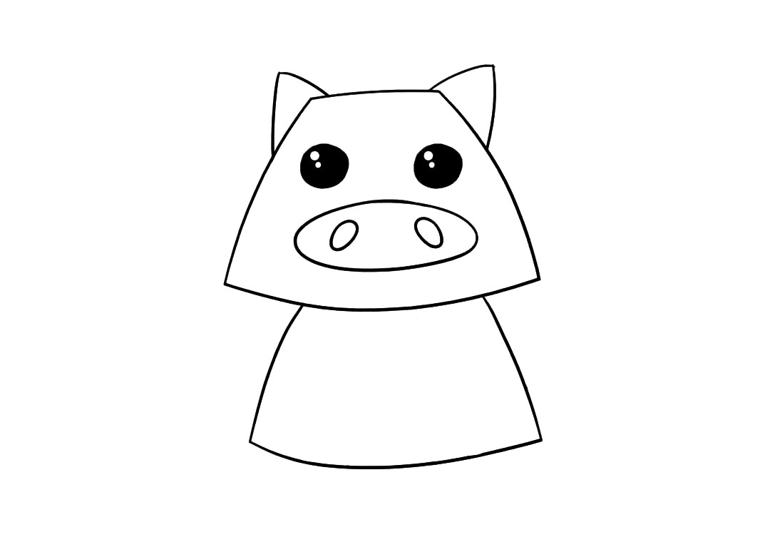 梯形小猪简笔画画法教程-图4