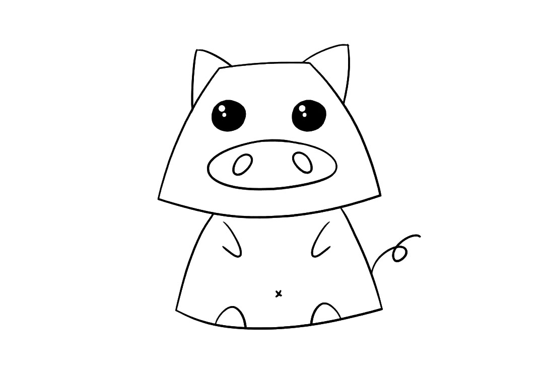 梯形小猪简笔画画法教程-图6