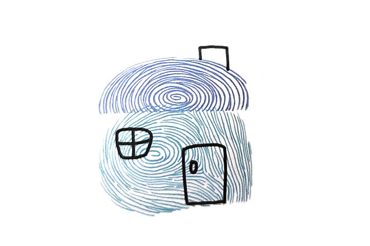 步骤3：画上房屋的门、窗和烟囱。