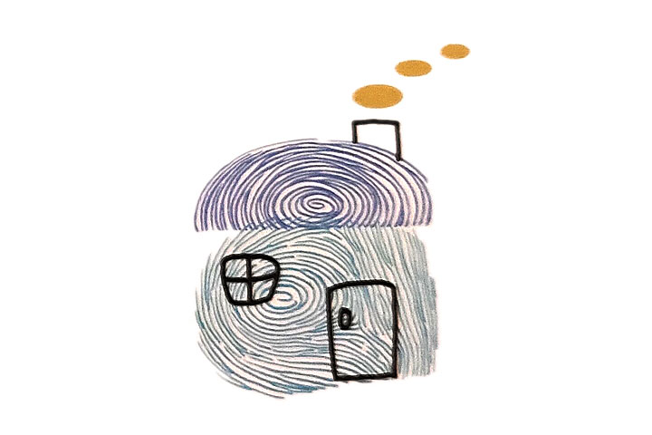 房屋手指画画法步骤