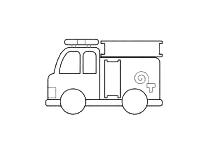 漂亮的消防车简笔画画法步骤-图5