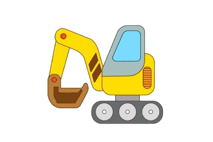 漂亮的挖掘机简笔画画法步骤