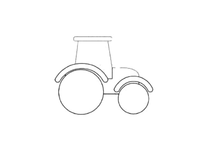 漂亮的拖拉机车头简笔画画法步骤-图4