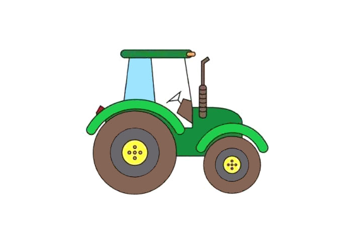 漂亮的拖拉机车头简笔画画法步骤