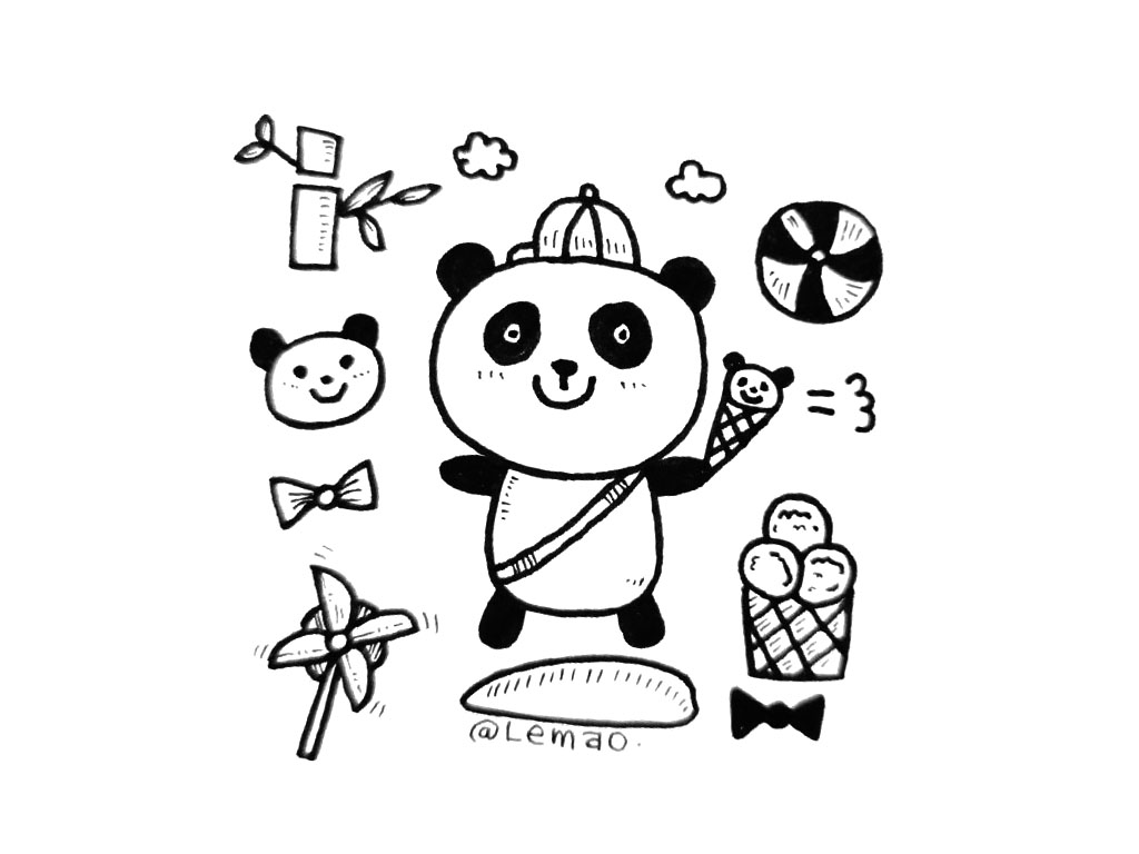 一组可爱大熊猫简笔画图片-图2