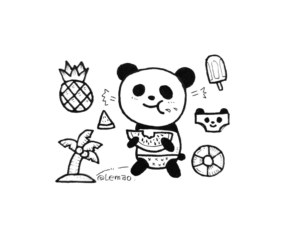 一组可爱大熊猫简笔画图片