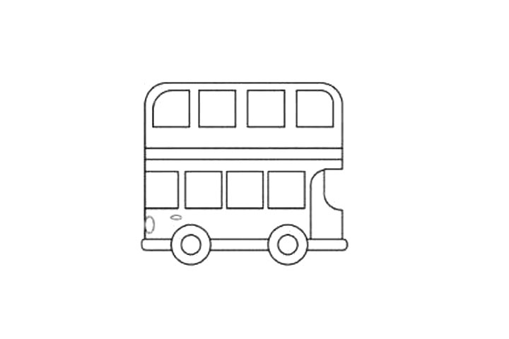 双层巴士简笔画画法步骤-图6
