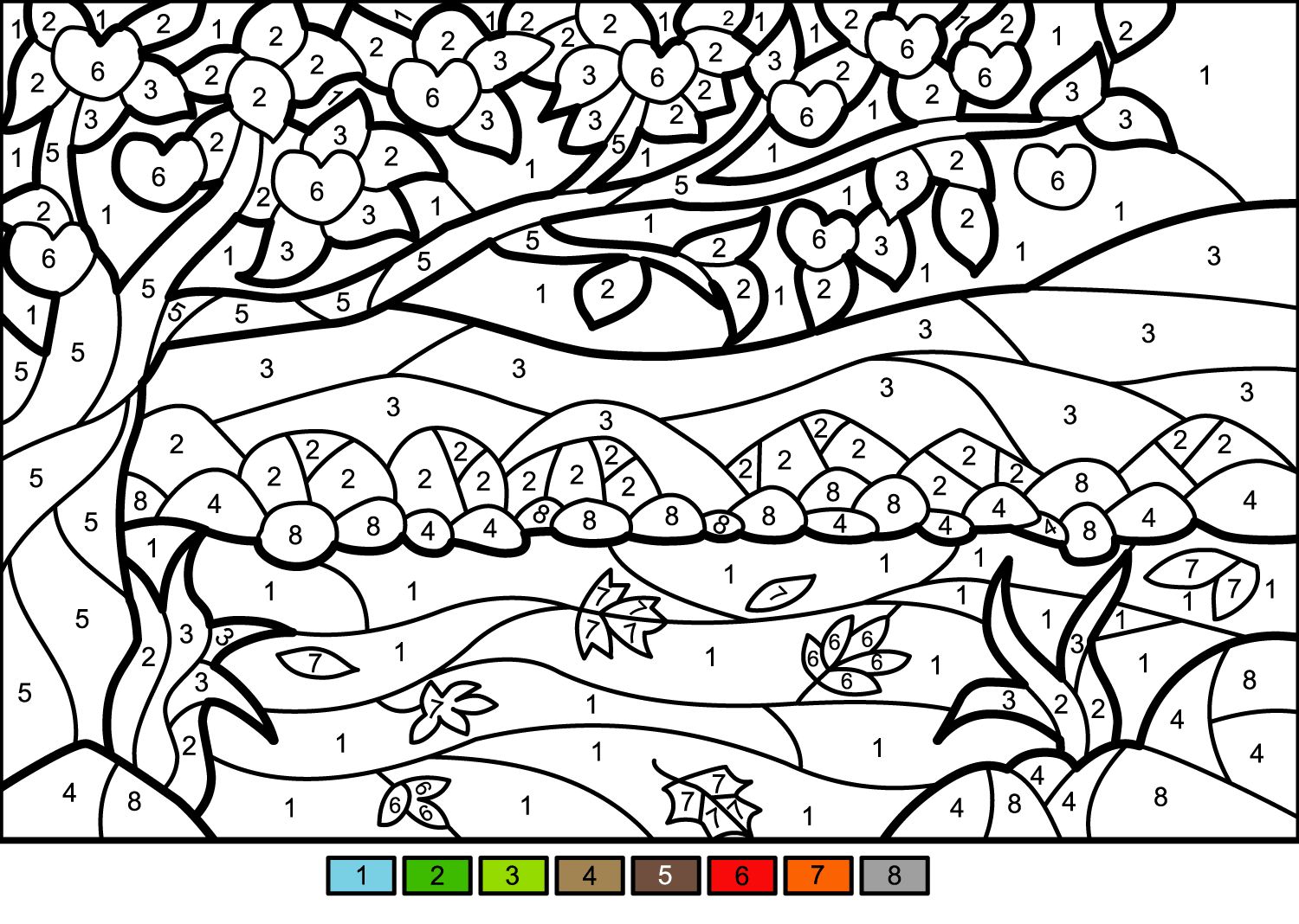 苹果树涂色画素材