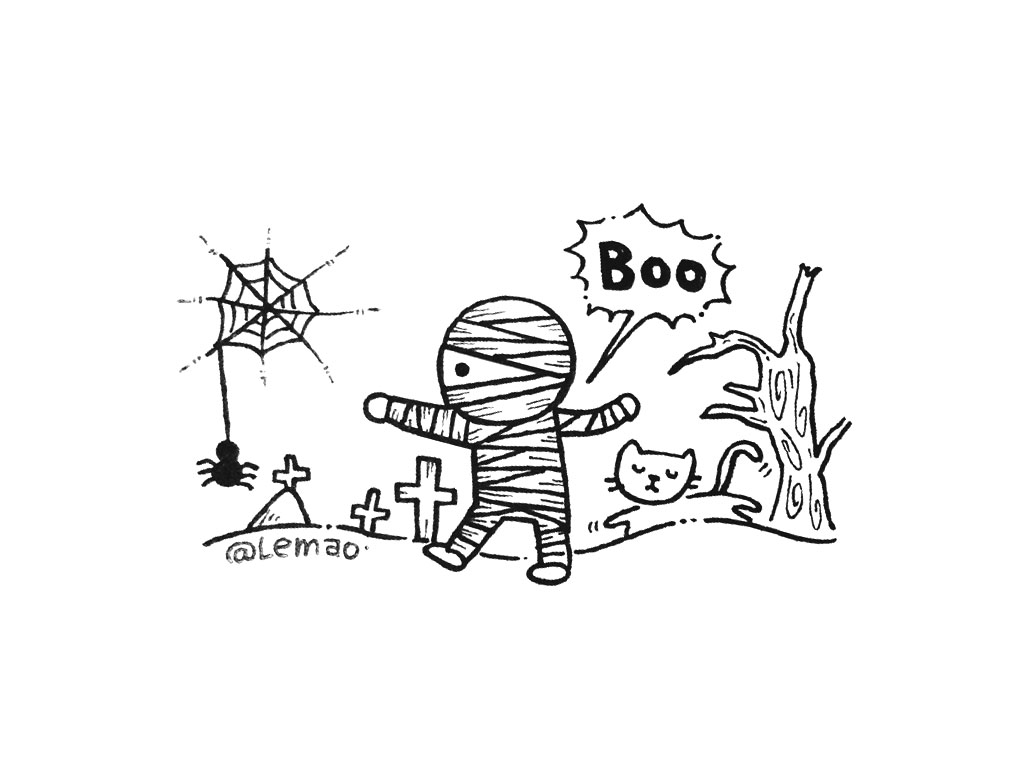 一组漂亮的万圣节简笔画图片-图1