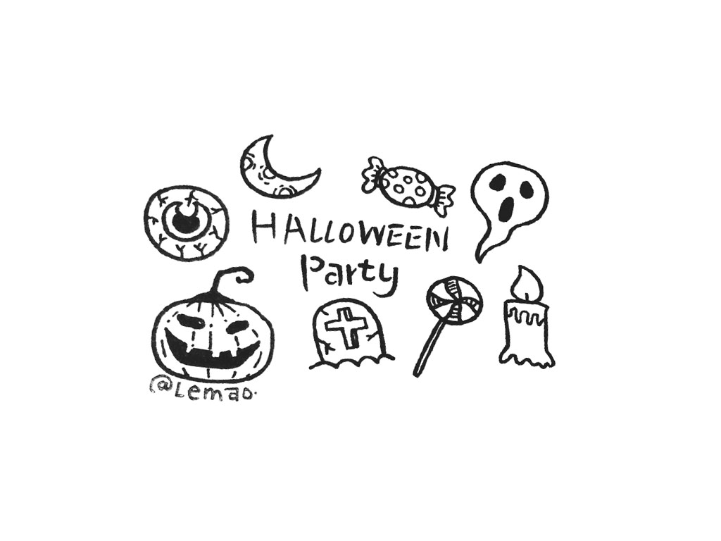 一组漂亮的万圣节简笔画图片-图3