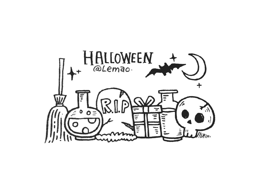 一组漂亮的万圣节简笔画图片-图5