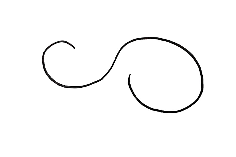 步骤1：首先，画一个躺着大大的字母S