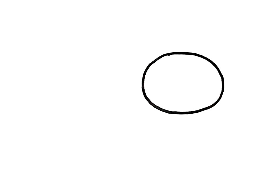 步骤1：首先，画一个扁扁的椭圆。