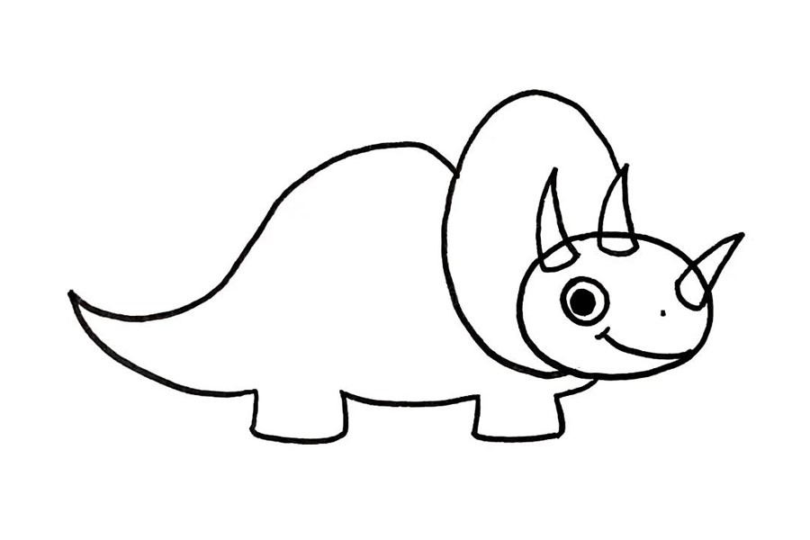 步骤6：画三角龙没有被遮挡住的脚。