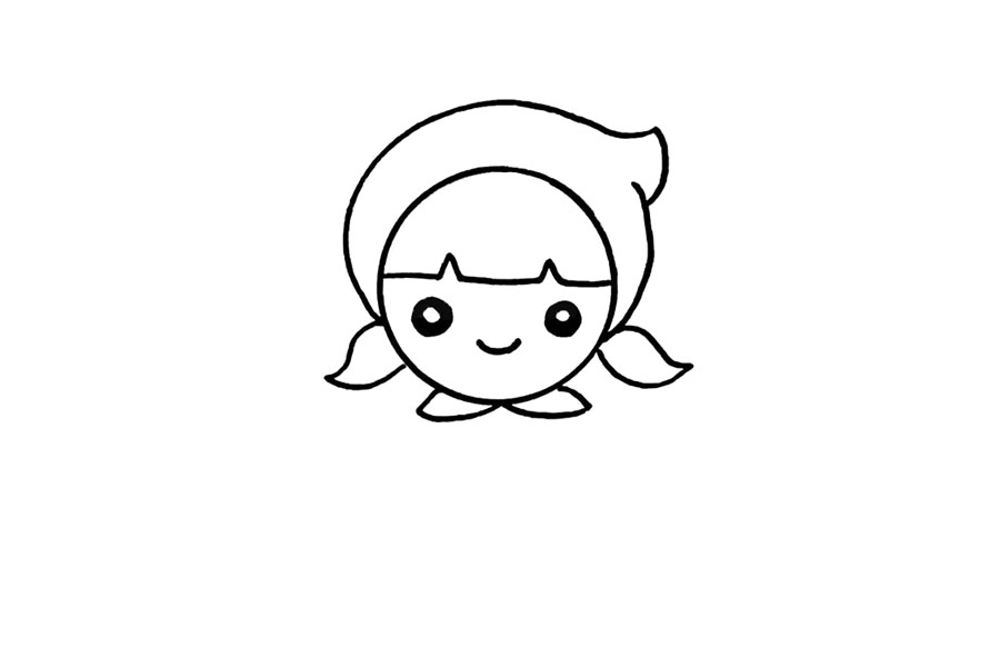 步骤6：然后画脖子上面的披风系带。