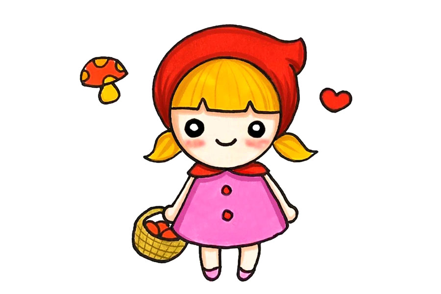 可爱的小红帽简笔画画法步骤