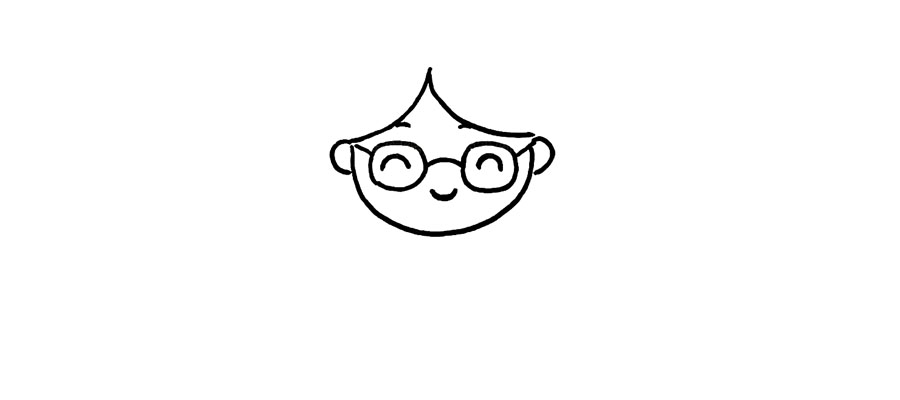 步骤3：然后，我们画出老师和蔼可亲的表情