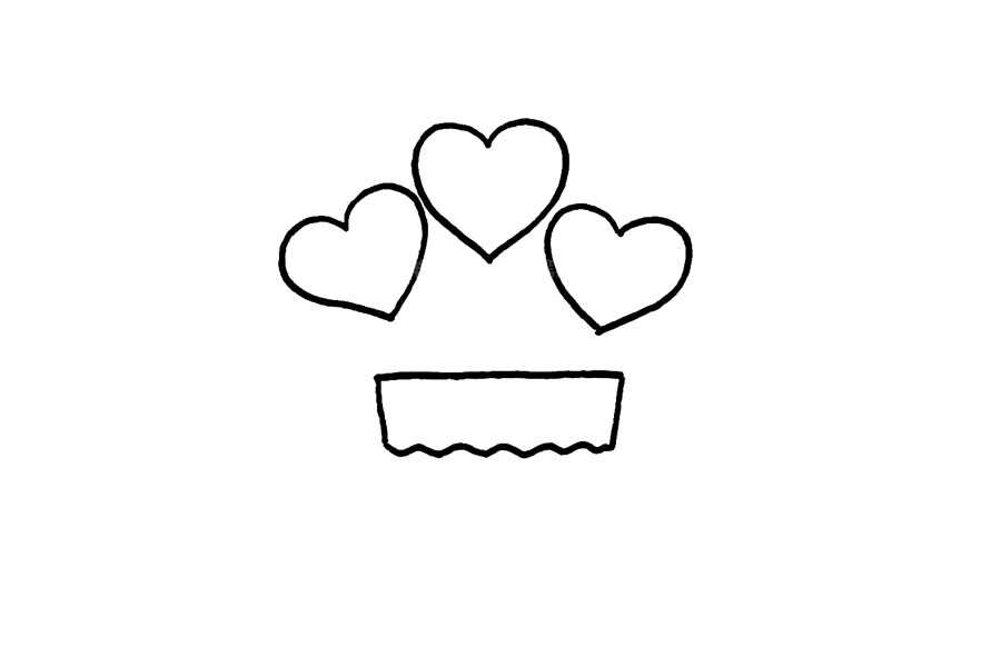 步骤4：把花盆的上半部分画完。