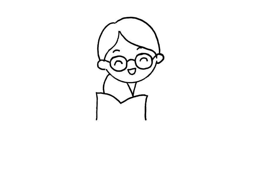 步骤5：然后画上一个打开的书本