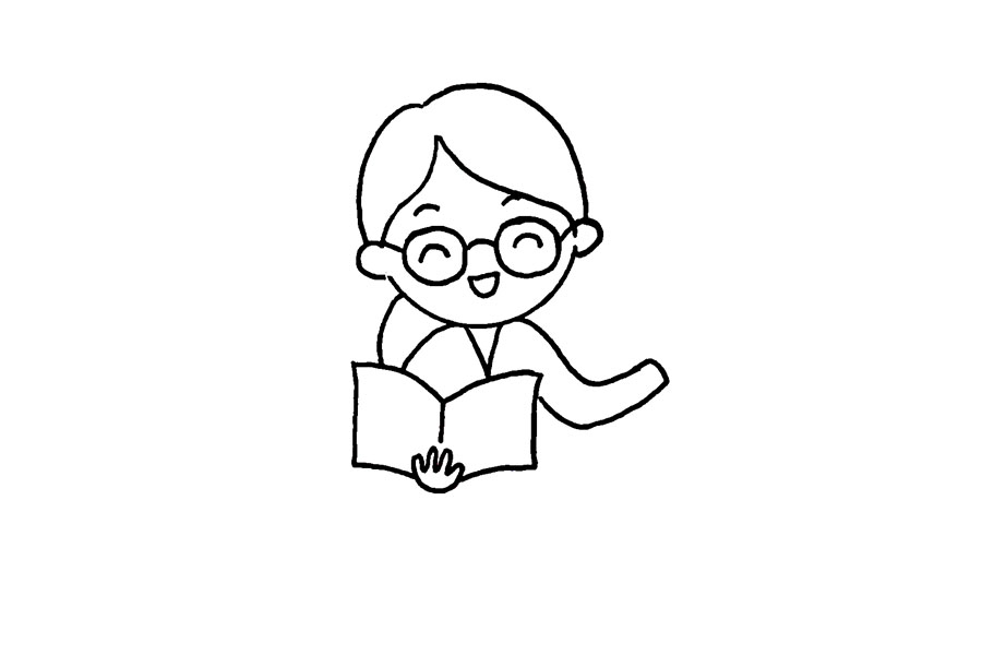 步骤7：一只手托着书本，另一只手可以拿着教鞭