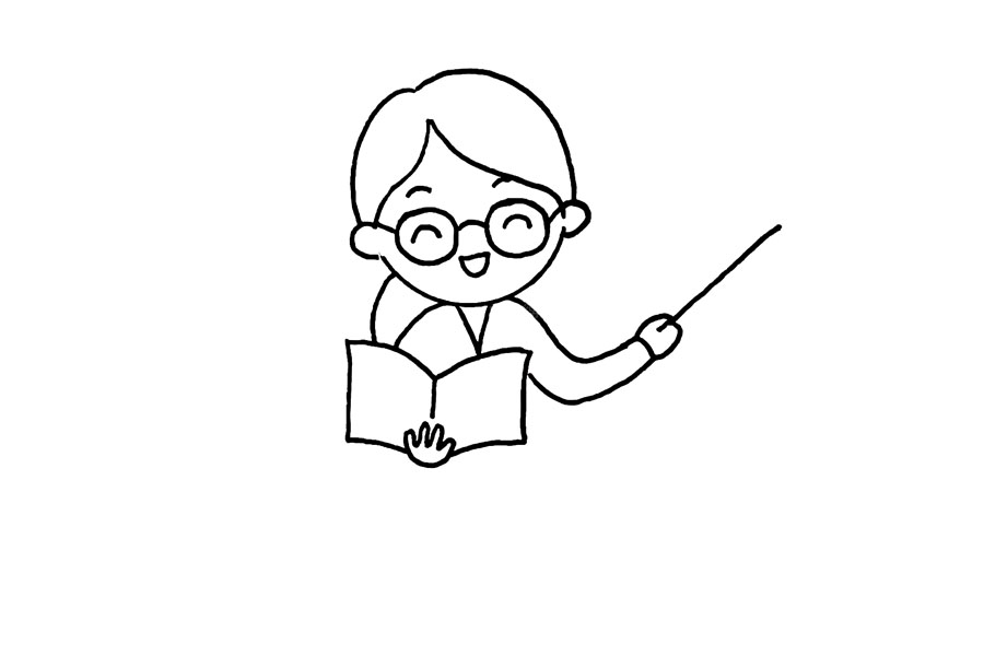 步骤8：老师讲课时的生动的姿态就画好啦。