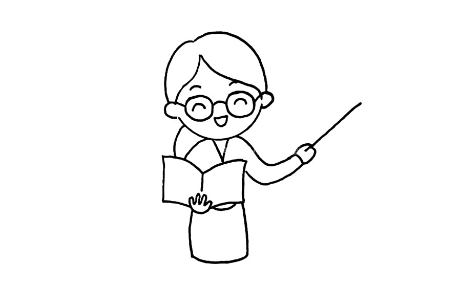 步骤9：简单画一下老师的裙子。