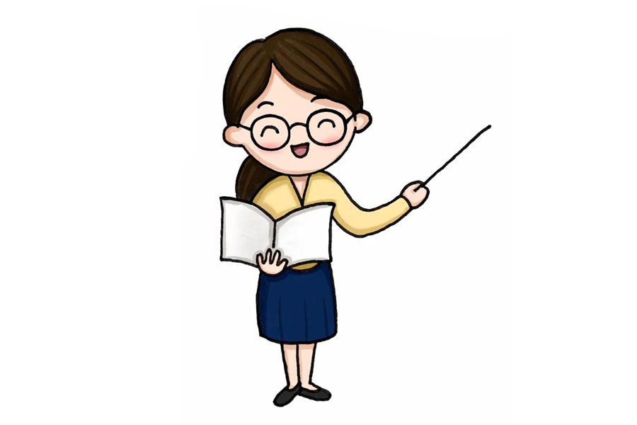 可爱的老师简笔画画法步骤