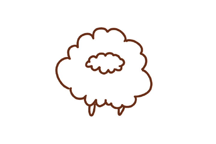 毛茸茸的绵羊简笔画教程-图2