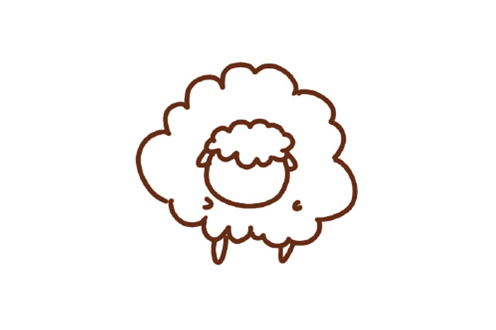 毛茸茸的绵羊简笔画教程-图3