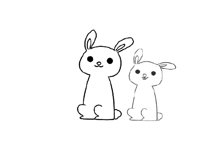 吃月饼赏花的玉兔简笔画教程-图2