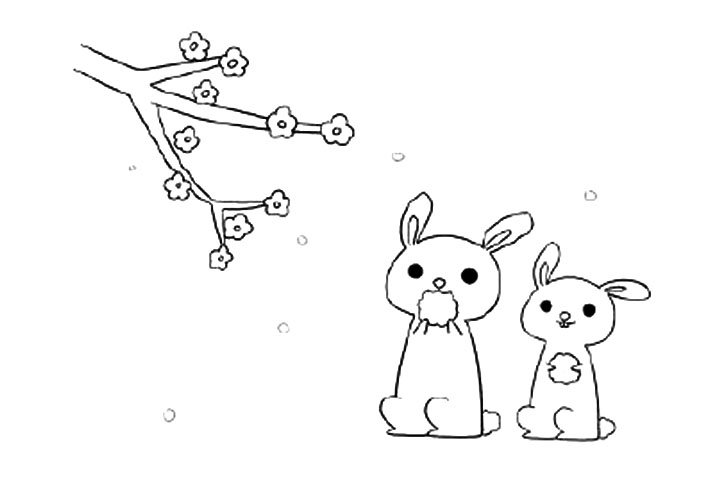 吃月饼赏花的玉兔简笔画教程-图6