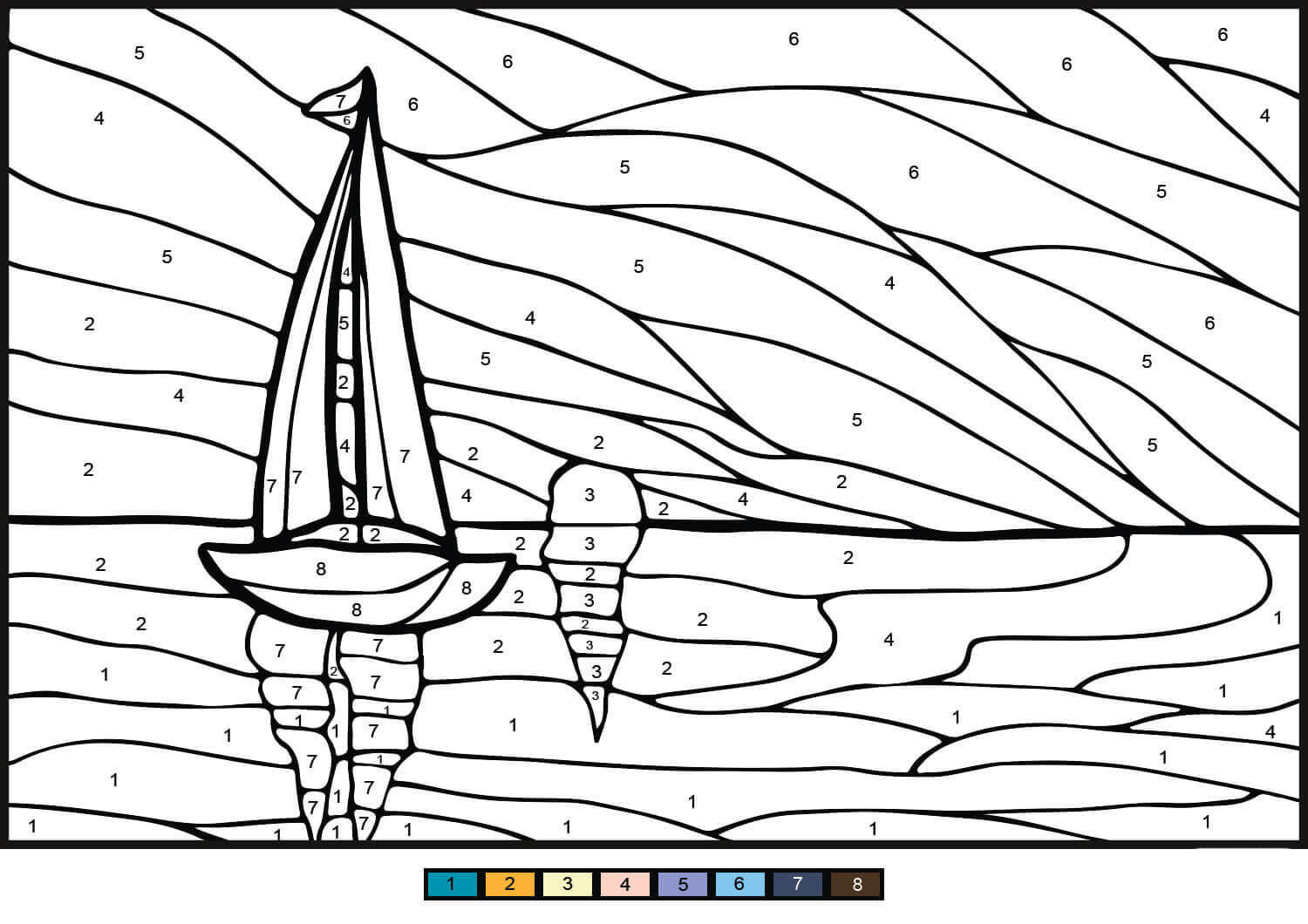 日出风景涂色画素材